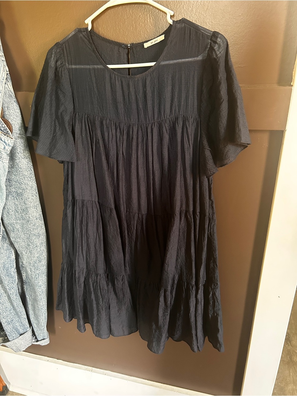 Navy Blue Tiered Short Sleeve Dress